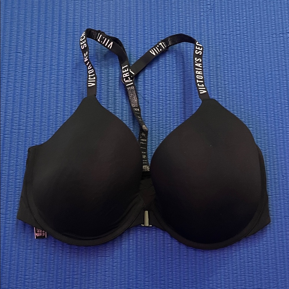 Victoria's Secret Black Bra with Logo Straps 32DD